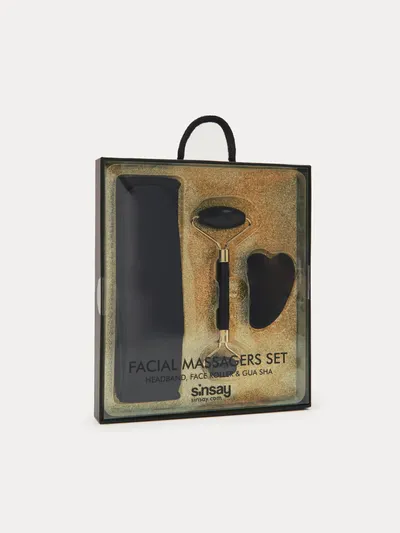 Sinsay Facial Massagers Set Headband, Face Roller & Gua Sha (Masażery do twarzy)