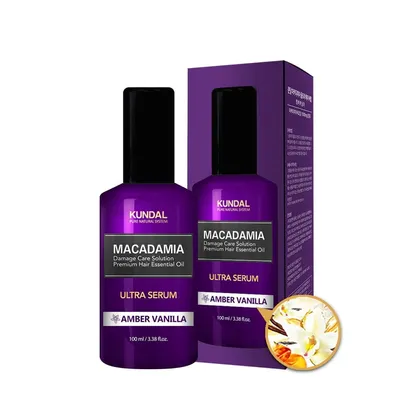 Kundal Macadamia, Ultra Serum Amber Vanillia (Bursztynowa Wanilia, Serum silikonowe do włosów)