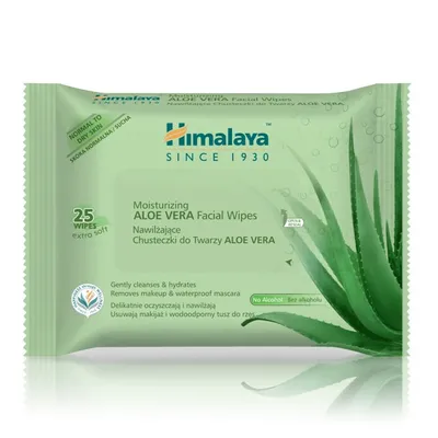 Himalaya Herbals Moisturising Aloe Vera Facial Wipes (Nawilżające chusteczki do twarzy)