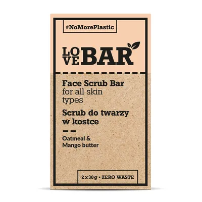 LoveBar Face Scrub Bar Oatmeal & Mango Butter (Kostka-scrub do twarzy `Płatki owsiane i masło mango`)