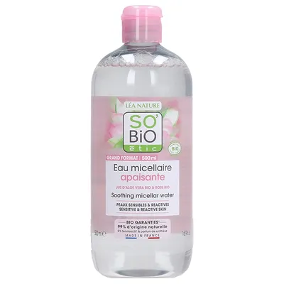 SO'BiO Etic Hydra Aloe Vera, Eau Micellaire Apaisante (Kojąca woda micelarna)