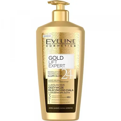 Eveline Cosmetics Gold Lift Expert, Luksusowe odżywcze mleczko do ciała z drobinkami złota