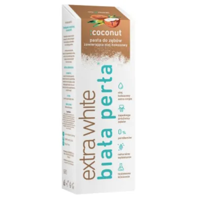 Biała Perła Extra White Coconut, Pasta do zębów zawierająca olej kokosowy