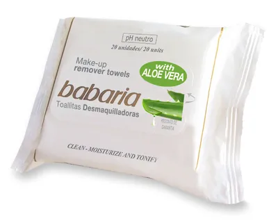 Babaria Natural Cosmetics Make up Remover Towels with Aloe Vera (Chusteczki do demakijażu)