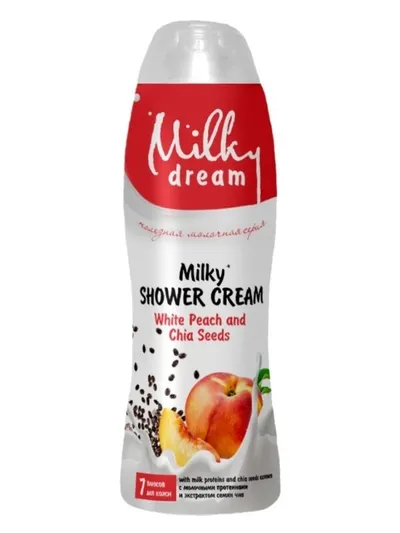 Milky Dream Milky Shower Cream White Peach and Chia Seeds (Kremowy żel pod prysznic `Biała brzoskwinia i nasiona chia`)