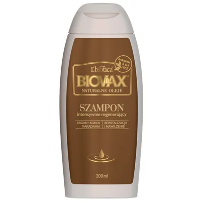 L'biotica Biovax Naturalne Oleje, Argan, makadamia i kokos, Intensywnie regenerujący szampon