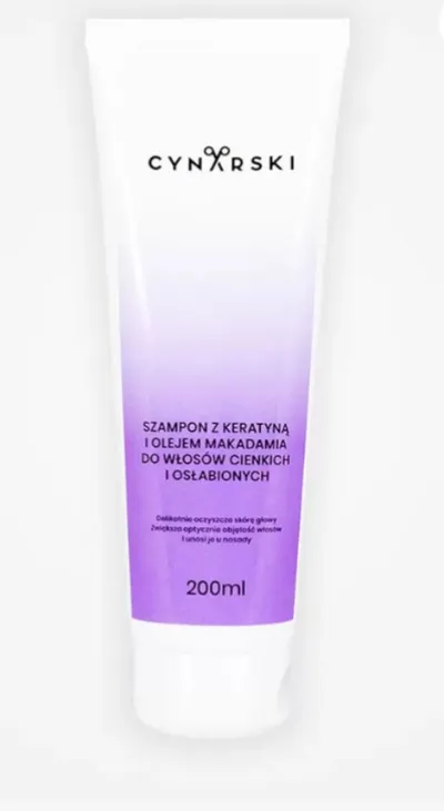Cynarski Szampon z keratyną i olejem makadamia do włosów cienkich i osłabionych