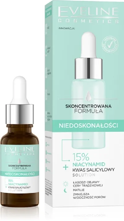 Eveline Cosmetics Skoncentrowana Formuła, Serum 15% niacynamid + kwas salicylowy `Niedoskonałości`