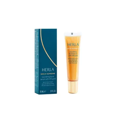 Herla Gold Supreme, Nourishing Lip Oil Serum with 24 k Gold (Odżywcze nawilżające serum olejowe dla kobiet do Ust z 24-karatowym złotem)