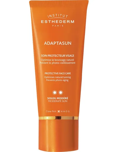 Institut Esthederm Adaptsun, Protective Face Care Moderate (Krem ochronny do twarzy przyśpieszający opalanie, do skóry normalnej)