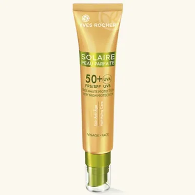 Yves Rocher Solaire Peau Parfaite, Soin Anti-age SPF 50+ (Przeciwzmarszczkowa emulsja do opalania to twarzy z wyciągiem z mikołajka nadmorskiego SPF 50+)