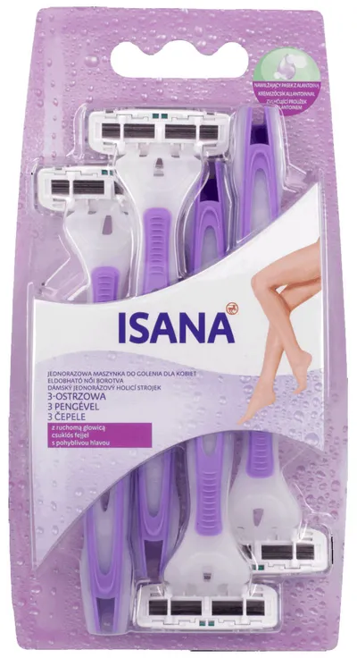 Isana Damen Einwegrasierer 3 - Klingen (Jednorazowa  maszynka do golenia dla kobiet 3 - ostrzowa z ruchomą głowicą)
