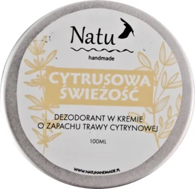 Natu Handmade Dezodorant w kremie o zapachu trawy cytrynowej `Cytrusowa świeżość`