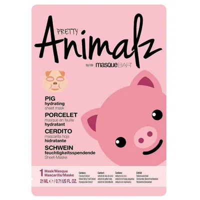 Masque Bar Pretty Animalz, Pig Hydrating Sheet Mask (Nawilżająca maska do twarzy na tkaninie `Świnka`)