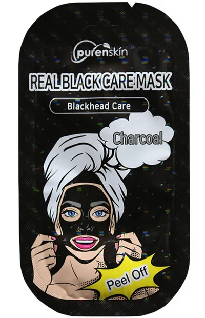 Purenskin Real Black Care Mask Peel-off Blackhead Care (Maseczka peel-off na bazie węgla drzewnego)