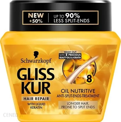 Schwarzkopf Gliss Oil Nutritive, Maseczka przeciwdziałająca rozdwajaniu się włosów (nowa wersja)