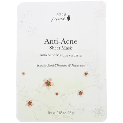 100% Pure Anti Acne Sheet Mask (Antytrądzikowa maseczka do twarzy w płachcie)