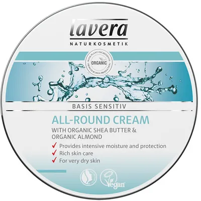 Lavera Basis Sensitiv, Creme All - Round Cream (Krem pielęgnacyjny z masłem shea i olejem ze słodkich migdałów)