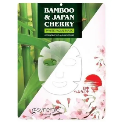 G-synergie White Facial Mask  Bamboo & Japan Cherry (Maseczka do twarzy w płachcie `Bambus & wiśnia japońska`)