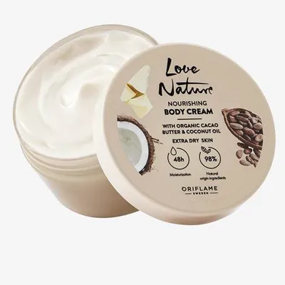 Oriflame Love Nature, Nourishing Body Cream with Organic Cacao Butter & Coconut Oil (Odżywczy krem do ciała)