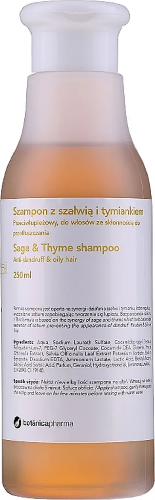 Botanica Pharma Sage & Thyme Shampoo (Szampon do włosów przetłuszczających się z szałwią i rumiankiem)