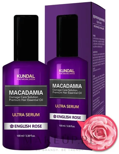 Kundal Macadamia Ultra Serum English Rose (Angielska Róża, Serum silikonowe do włosów)