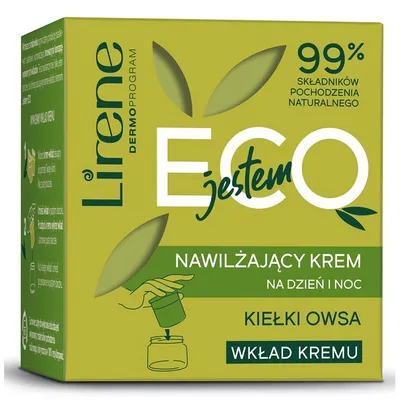 Lirene Dermoprogram Jestem Eco, Nawilżający krem na dzień i na noc `Kiełki owsa`