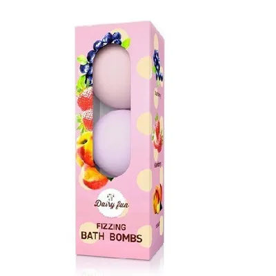 Dairy fun Fizzing Bath Bombs (Musujące kule do kąpieli `Kusząca jagoda, aromatyczna truskawka, intensywna brzoskwinia`)