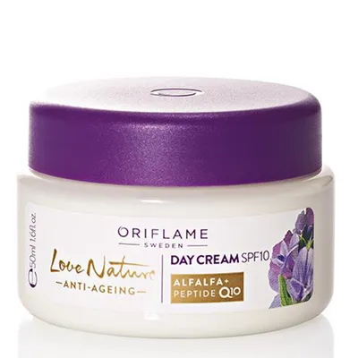 Oriflame Love Nature, Anti-aging Day Cream SPF 10 (Przeciwstarzeniowy krem na dzień  z filtrem SPF 10)