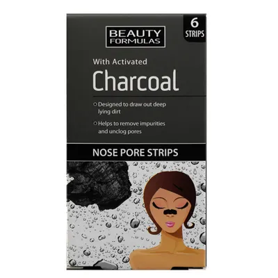 Beauty Formulas Nose Pore Strips with Activated Charcoal (Oczyszczające paski na nos z aktywnym węglem (nowa wersja))