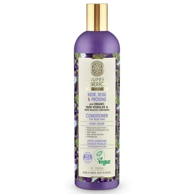 Natura Siberica Super Siberica, Kedr, Rose & Proteins Conditioner (Odżywka do włosów osłabionych na bazie hydrolatu z sosny syberyjskiej `Nawodnienie i objętość`)