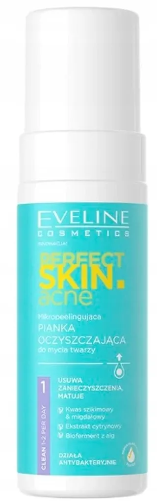 Eveline Cosmetics Perfect Skin. Acne, Mikropeelingująca pianka oczyszczająca do mycia twarzy