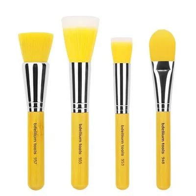 Bdellium Tools Yellow Bambu Foundation Brush Set (Zestaw 4 pędzli do podkładów)
