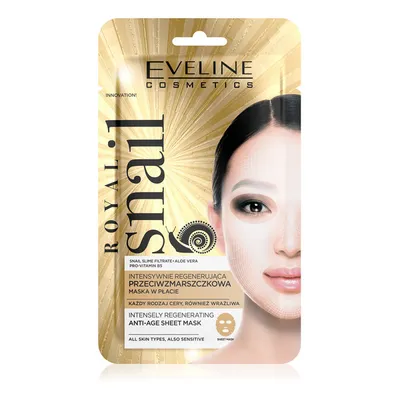 Eveline Cosmetics Royal Snail, Intensywnie regenerująca przeciwzmarszczkowa maska w płachcie