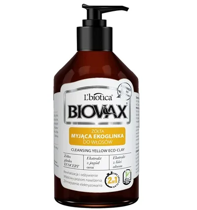 L'biotica Biovax Żółta myjąca ekoglinka do włosów
