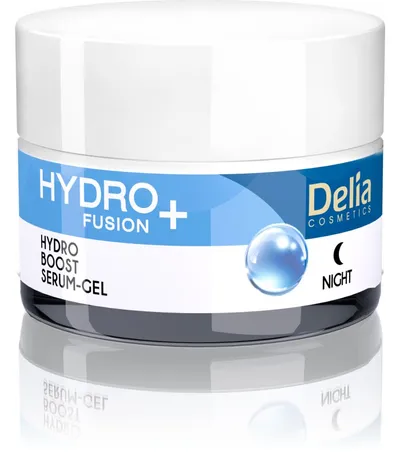Delia Hydro + Fusion, Hydroaktywny serum-żel na noc z efektem regeneracji