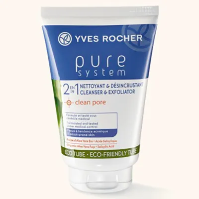 Yves Rocher Pure System, Nettoyant Desincrustant [Daily Exfoliating Cleanser] (Głęboko oczyszczający żel do mycia twarzy)