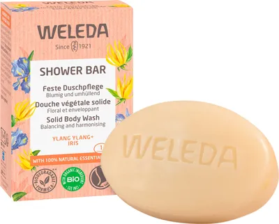 Weleda Shower Bar, Feste Duschpflege Ylang Ylang + Iris (Mydło pod prysznic w kostce)