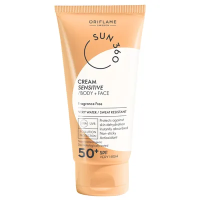 Oriflame Sun 360, Cream Sensitive Body + Face SPF 50+ (Krem do opalania do skóry wrażliwej SPF 50+)