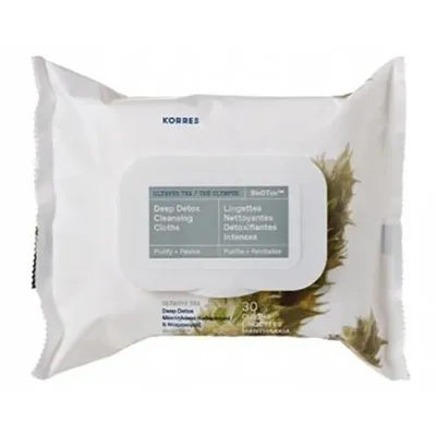Korres Olympus Tea Deep Detox Cleansing Cloths (Oczyszczające chusteczki do demakijażu z wyciągiem z herbaty z Olimpu)