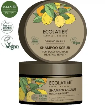 Ecolatier Organic Marula, Shampoo-Scrub For Scalp & Hair Health & Beauty (Szampon-peeling do skóry głowy i włosów `Zdrowie i piękno`)