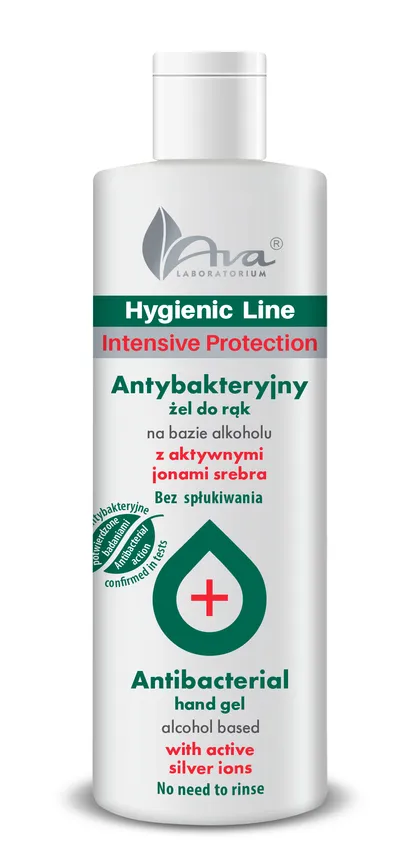 Laboratorium Kosmetyczne AVA Hygienic Line Intensive Protection, Antibacterial Hand Gel (Antybakteryjny żel do rąk bez spłukiwania na bazie alkoholu z aktywnymi jonami srebra)