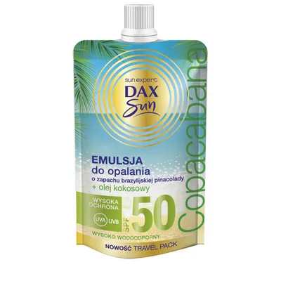 Dax Sun Copacabana, Emulsja do opalania o zapachu brazylijskiej pinacolady SPF 50