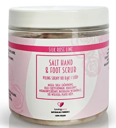 Lovingeco Silk Rose Line, Salt Hand & Foot Scrub (Piling solny do rąk i stóp)