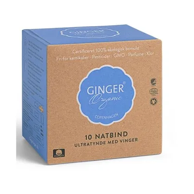 Ginger Organic Podpaski higieniczne na noc ze skrzydełkami