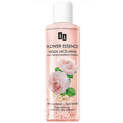 AA Flower Essence, Woda micelarna z naturalnymi płatkami kwiatów `Alga różowa  i ekstrakt z róży stulistnej`
