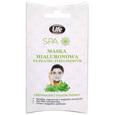 Life Spa, Maska hialuronowa na płatku fizelinowym  z ekstraktem z kiełków pszenicy