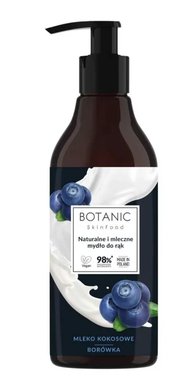Botanic Skin Food Naturalne i mleczne mydło do rąk `Mleko kokosowe - borówka`
