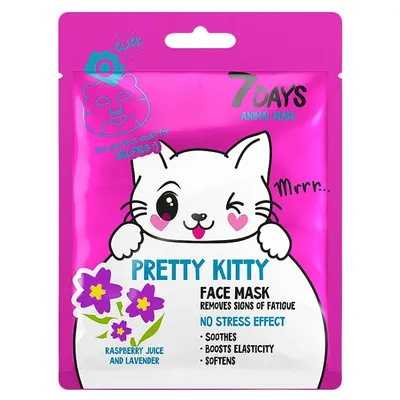 Vilenta 7 Days, Animal Mask Pretty Kitty (Maska do twarzy w płachcie)