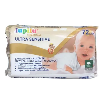 Lupilu Premium Ultra Sensitive, Bawełniane chusteczki nawilzanie dla dzieci i niemowląt